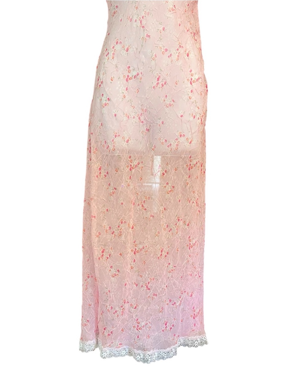 Vintage Rampage Pink Sheer Floral & Lace Coquette Fairy Maxi Dress - Picture 6 of 9